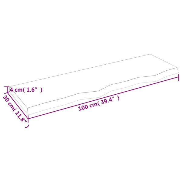 Unbehandeltes Wandregal Karlie 100x30x(2-4)cm (Eiche)