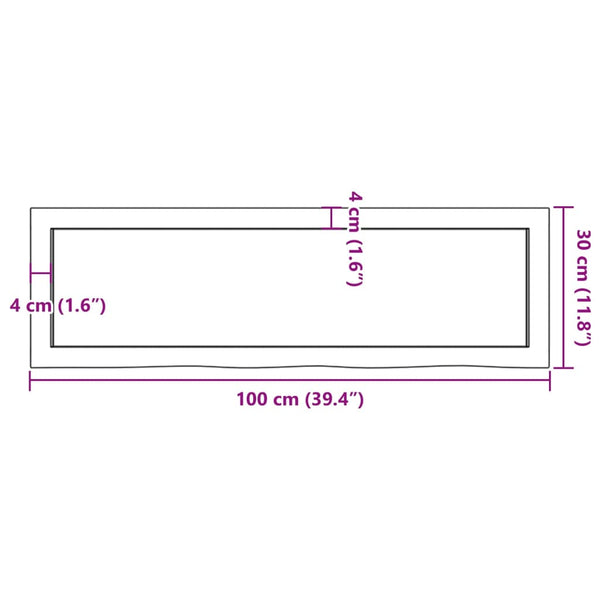 Unbehandeltes Wandregal Karlie 100x30x(2-4)cm (Eiche)