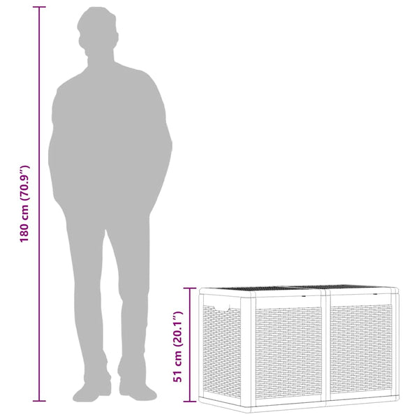 Graue Outdoor-Aufbewahrungsbox Cosita 180 l (PP Rattan)