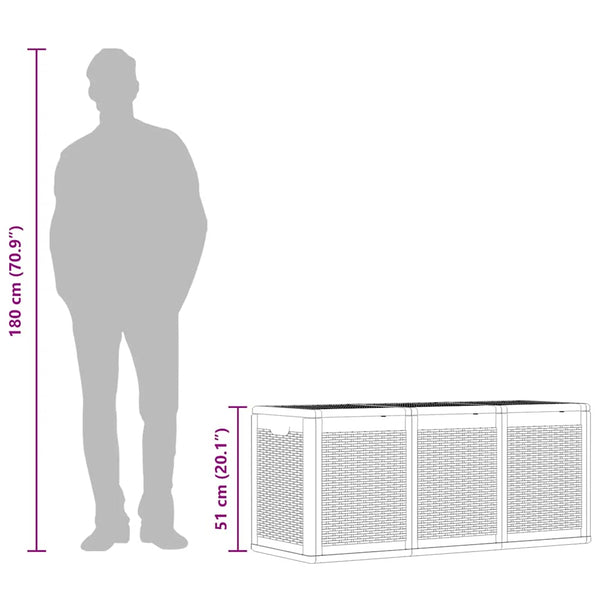 Graue Outdoor-Aufbewahrungsbox Cosita 270 l (PP Rattan)