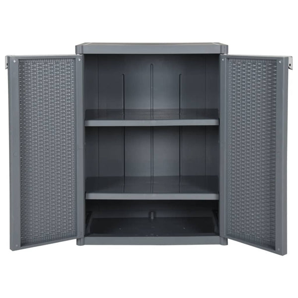 Harmaa ulkosäilytyskaappi Zarandu 65x45x88cm (pp rottinki)