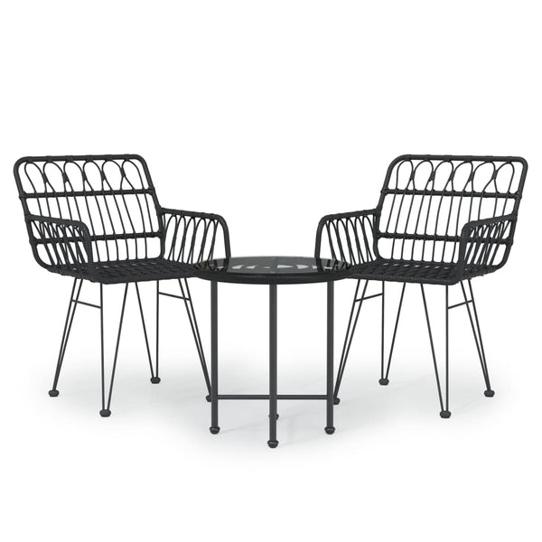 Schwarze Outdoor-Essgruppe Leel (3-teilig)
