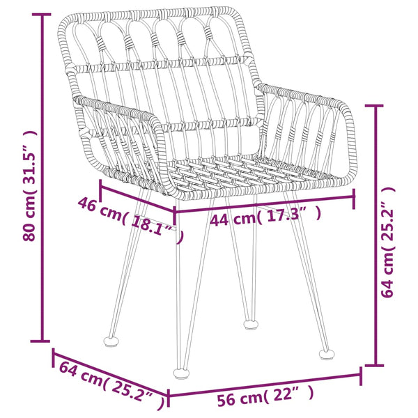 Schwarze Outdoor-Essgruppe Leel (3-teilig)