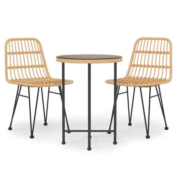 3-teilige Outdoor-Essgruppe Medena (Polyrattan)