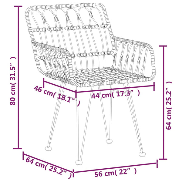 3-teilige Essgruppe Vacanta (Polyrattan)