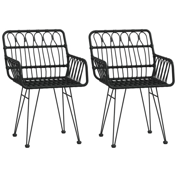 Schwarze Outdoor-Essgruppe Vacanta (3-teilig, Polyrattan)