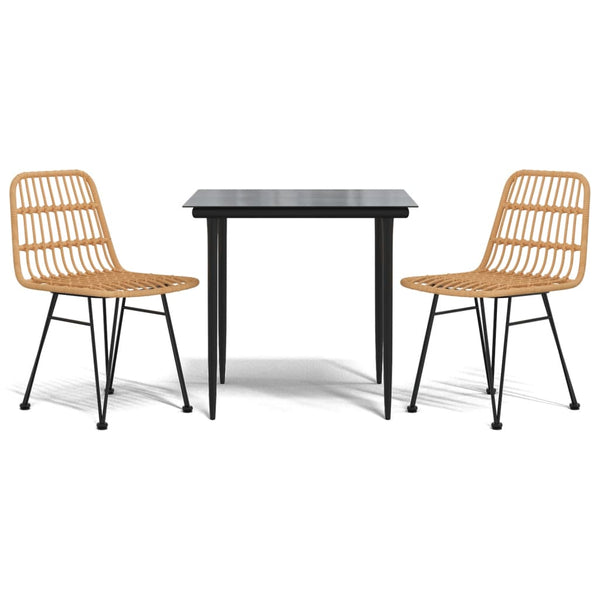 3-teilige Outdoor-Essgruppe Waymon (Polyrattan)