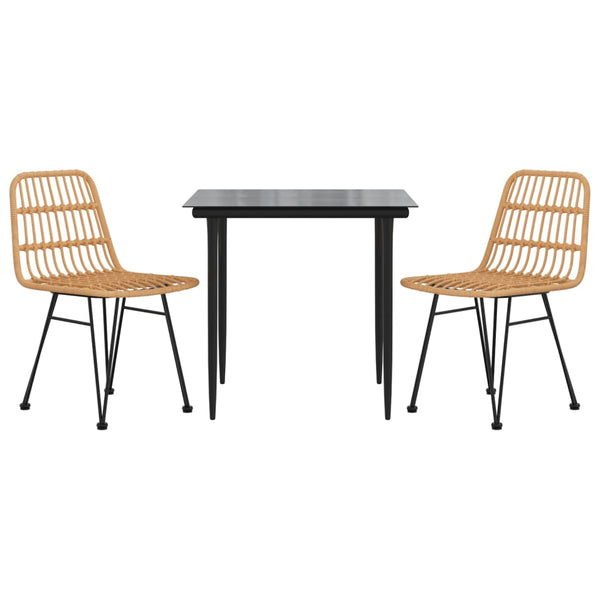 3-teilige Outdoor-Essgruppe Waymon (Polyrattan)