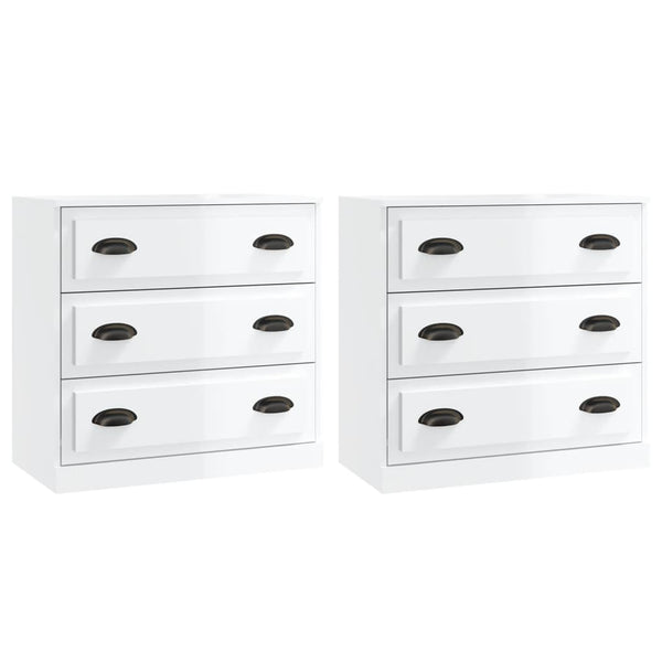 Weißes Sideboard Sahia (2 Stück Hochglanz Holz)