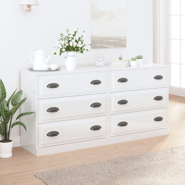 Weißes Sideboard Sahia (2 Stück Hochglanz Holz)