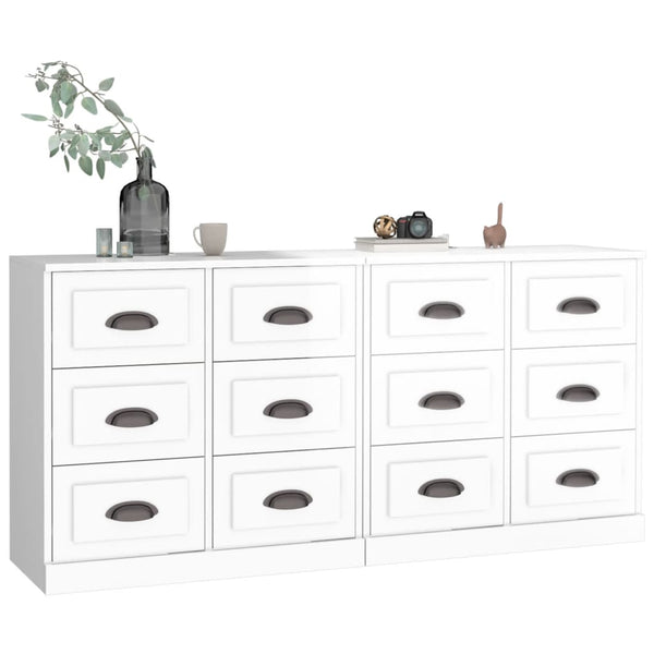 Weißes Sideboard Axenea (2 Stück hochglänzend Holz)
