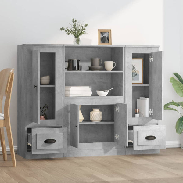 Betongraue Schränke Georghina (3-teilig, Holz)
