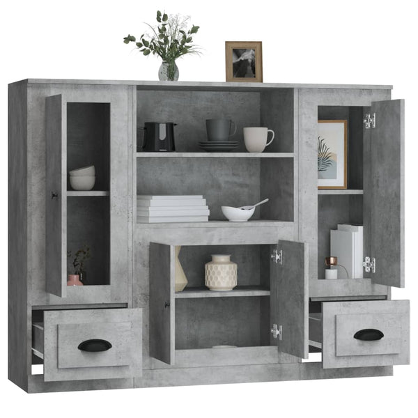 Betongraue Schränke Georghina (3-teilig, Holz)