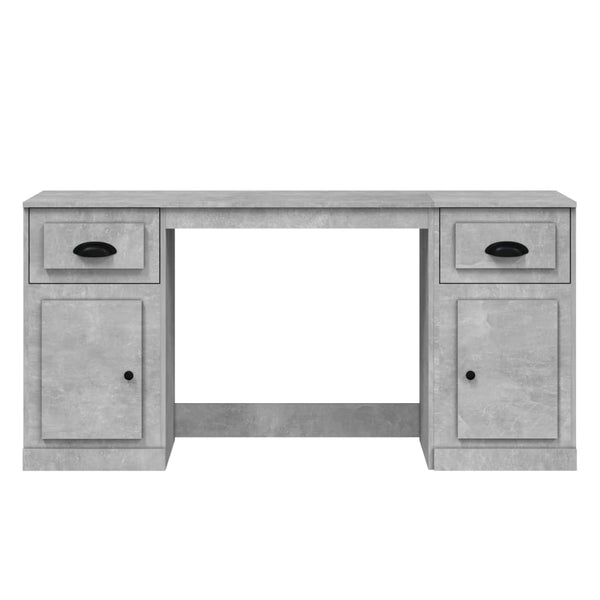 Betongrauer Schreibtisch mit Schubladenelement Panea (Holz)