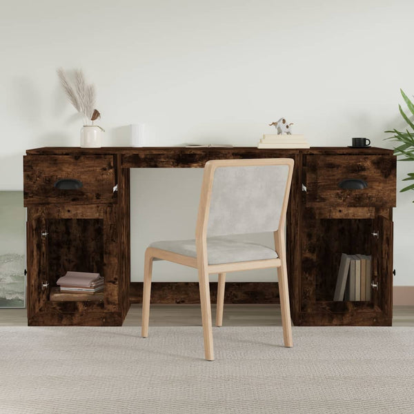 Räuchereichenschreibtisch mit Rollcontainer Panea (Holz)