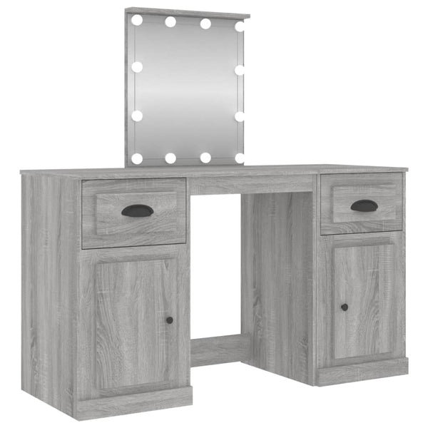 Schminktisch Grau mit LED-Beleuchtung Arius 130x50x132,5cm