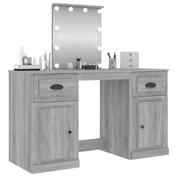 Schminktisch Grau mit LED-Beleuchtung Arius 130x50x132,5cm