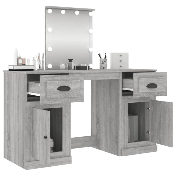 Schminktisch Grau mit LED-Beleuchtung Arius 130x50x132,5cm