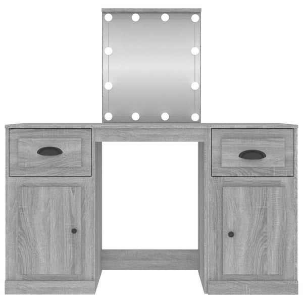 Schminktisch Grau mit LED-Beleuchtung Arius 130x50x132,5cm
