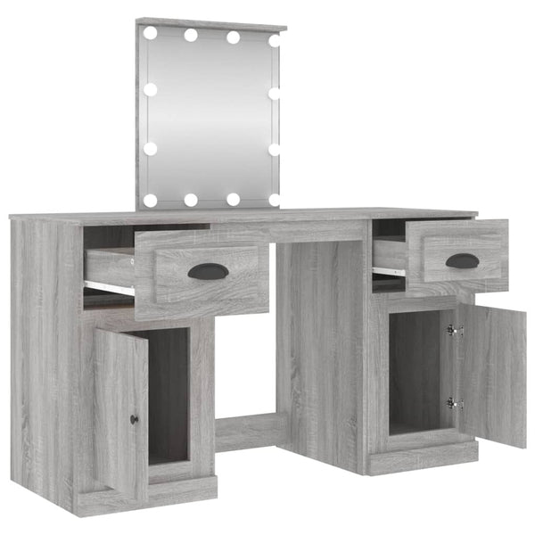 Schminktisch Grau mit LED-Beleuchtung Arius 130x50x132,5cm