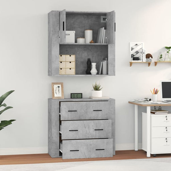 Technischer Holzschrank in Betongrau
