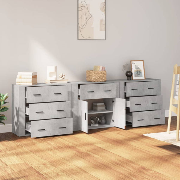 Betongraue Sideboards 3 St. aus Holzwerkstoff