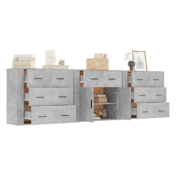 Betongraue Sideboards 3 St. aus Holzwerkstoff