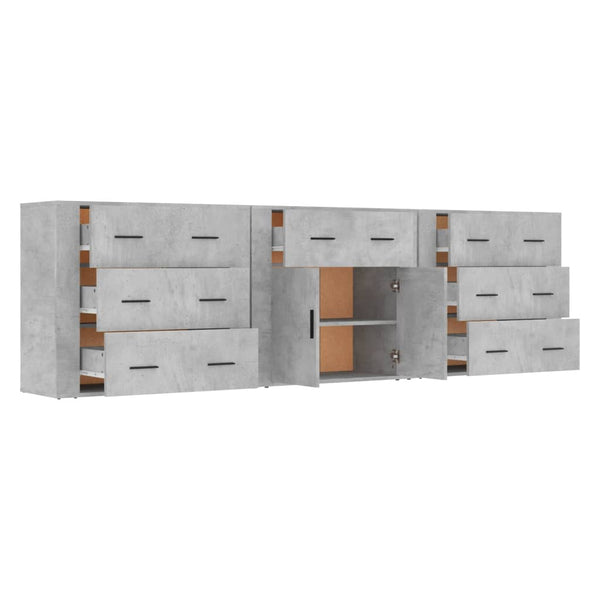 Betongraue Sideboards 3 St. aus Holzwerkstoff