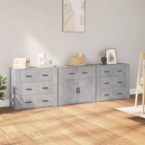 Betongraue Sideboards 3 St. aus Holzwerkstoff