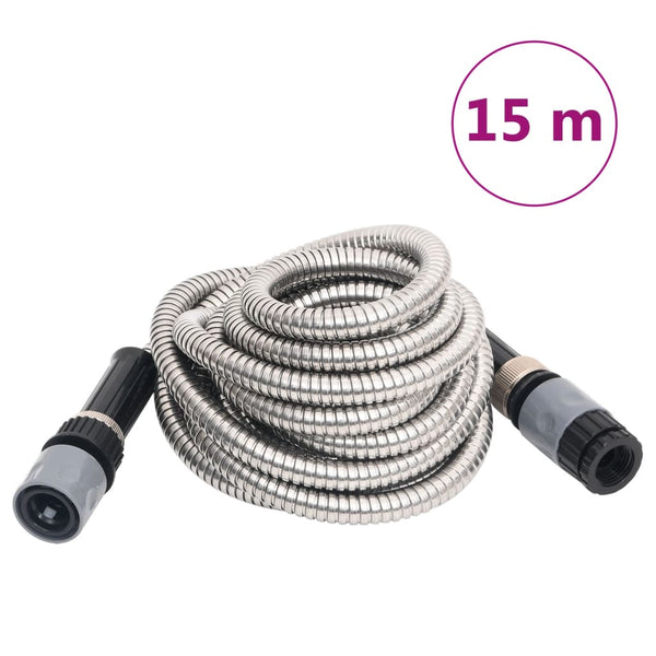 Silbergartenschlauch mit Düse Deger 0,6 (15 m Edelstahl)