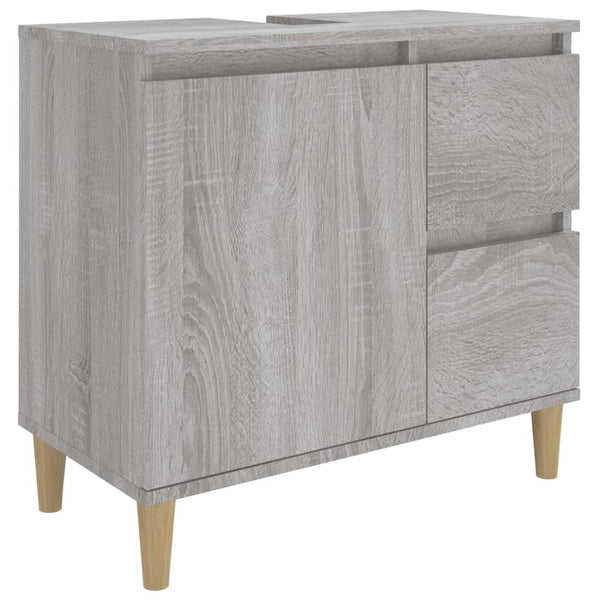 Grauer Badschrank-Set Beisim 3-teilig (Sonoma-Holz)