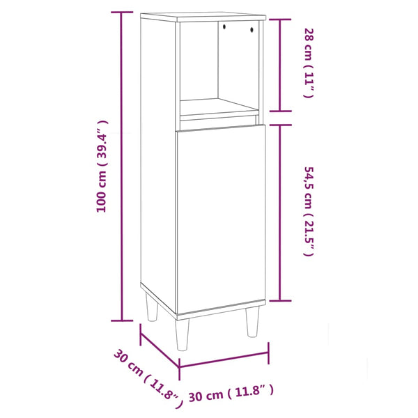 Grauer Badschrank-Set Beisim 3-teilig (Sonoma-Holz)