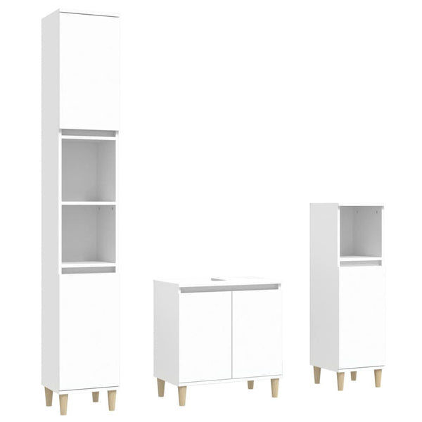Weißes Badezimmermöbel-Set Andriyan (3-teilig, Holz)