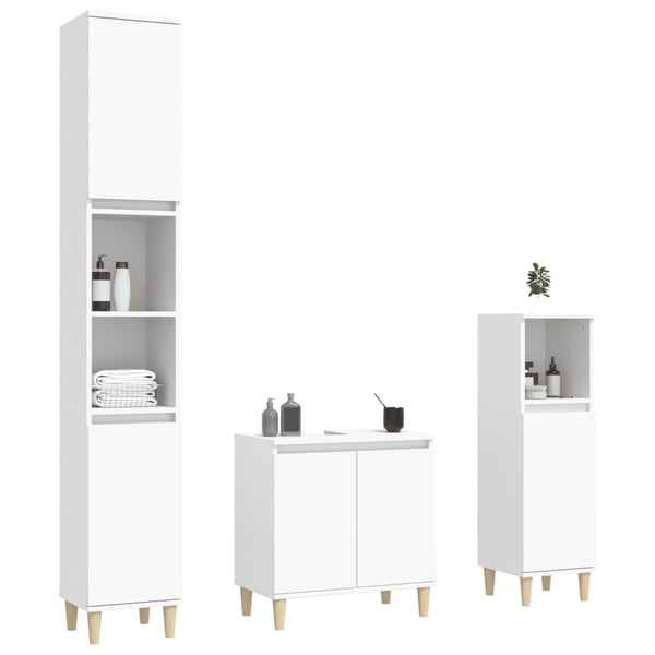 Weißes Badezimmermöbel-Set Andriyan (3-teilig, Holz)