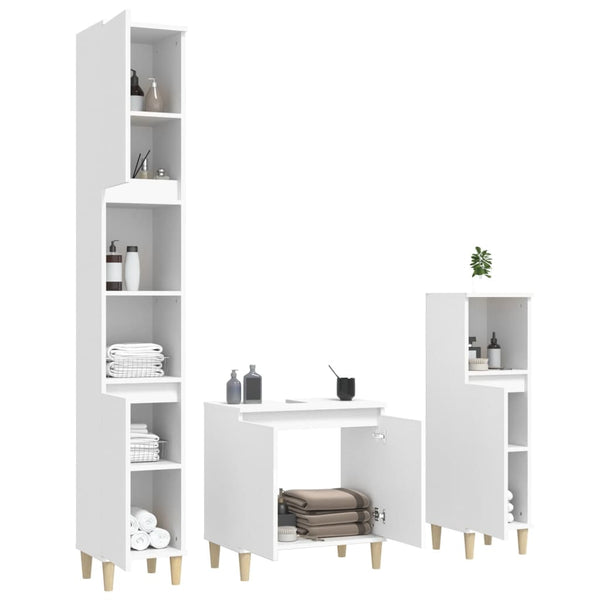 Weißes Badezimmermöbel-Set Andriyan (3-teilig, Holz)