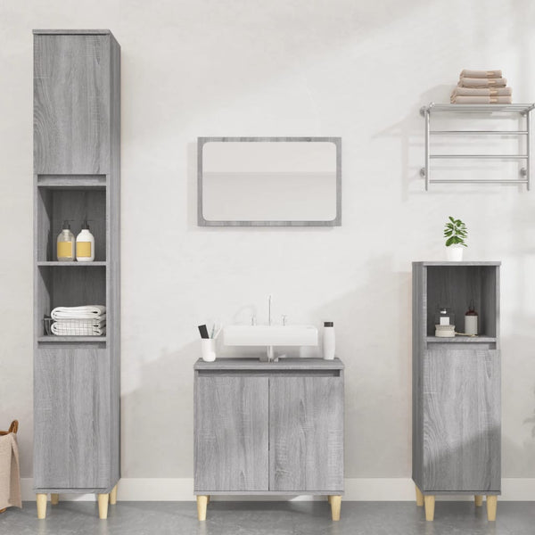 Graues Badmöbel-Set Andriyan (3-teilig, Sonoma Holz)
