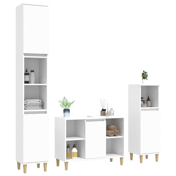 Weißer Badezimmermöbel-Set Mirt (3-teilig, Holz)