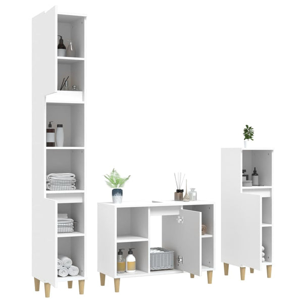 Weißer Badezimmermöbel-Set Mirt (3-teilig, Holz)