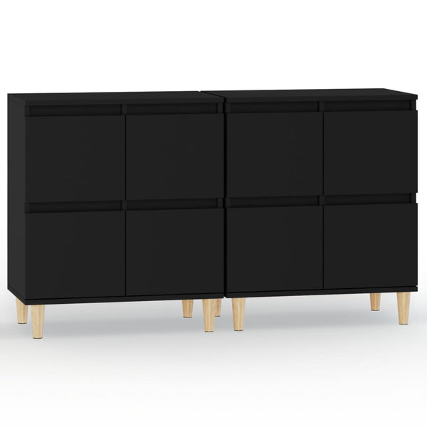 Schwarze Sideboards Ortvin 60x35x70cm (2 Stück, Holz)