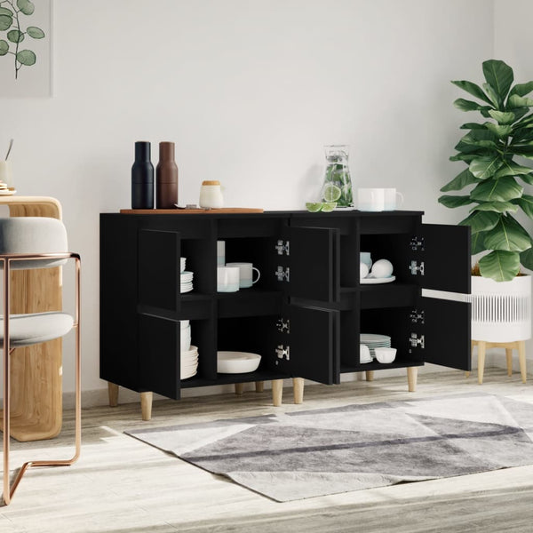 Schwarze Sideboards Ortvin 60x35x70cm (2 Stück, Holz)