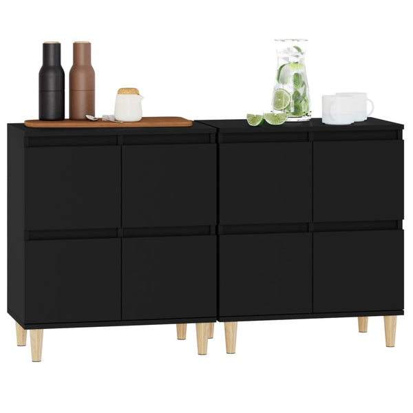 Schwarze Sideboards Ortvin 60x35x70cm (2 Stück, Holz)