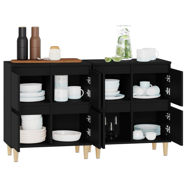 Schwarze Sideboards Ortvin 60x35x70cm (2 Stück, Holz)