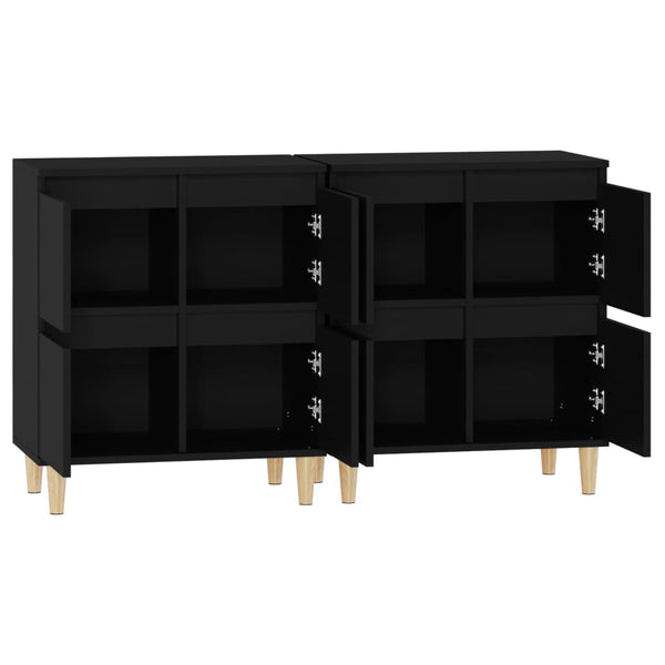 Schwarze Sideboards Ortvin 60x35x70cm (2 Stück, Holz)