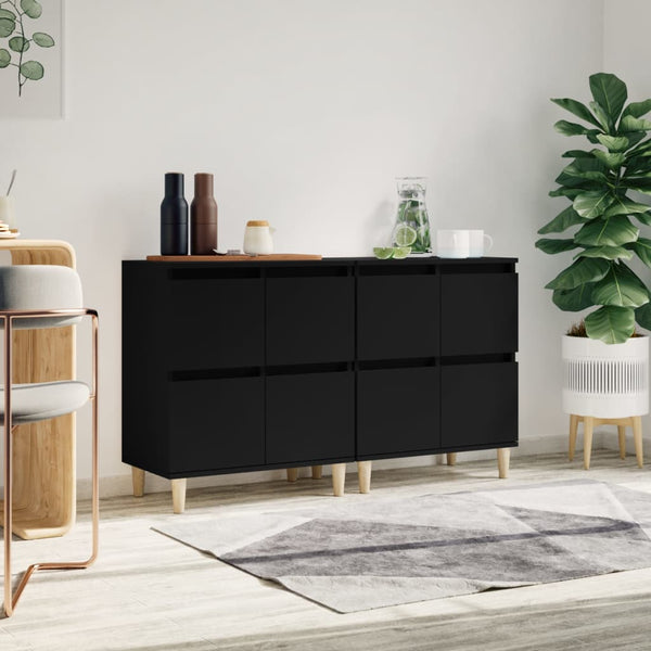 Schwarze Sideboards Ortvin 60x35x70cm (2 Stück, Holz)
