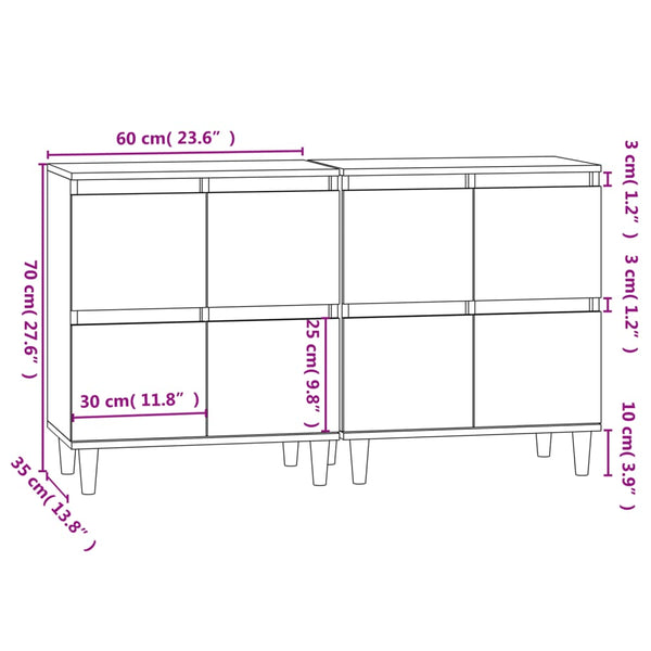Betongraue Sideboards Ortvin 60x35x70cm (2 Stück Holz)