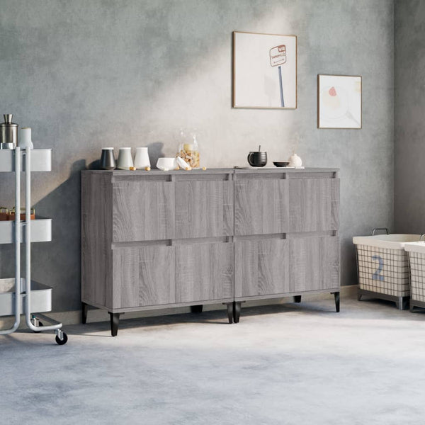 Grauer Beistellschrank Sharyn 60x35x70cm (2 Stück, Holz)