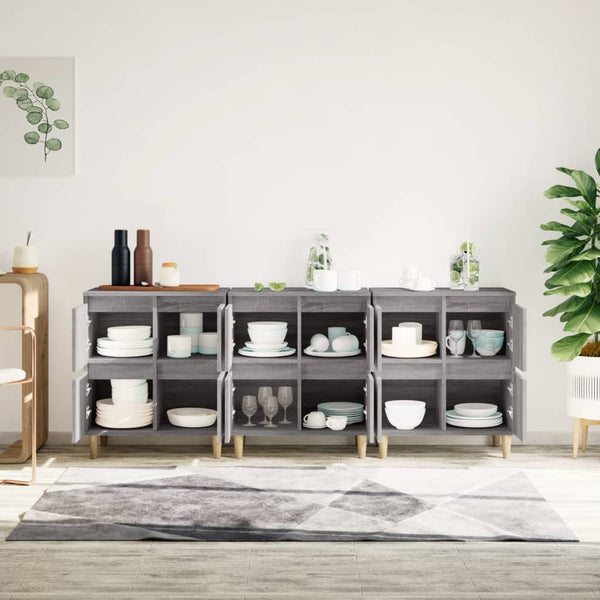 Grauer Beistellschrank Ortvin 60x35x70cm (3 St., Holz)