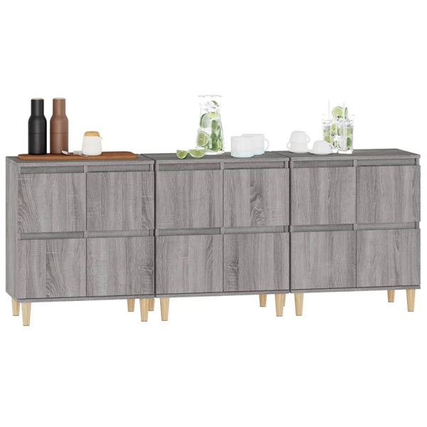 Grauer Beistellschrank Ortvin 60x35x70cm (3 St., Holz)
