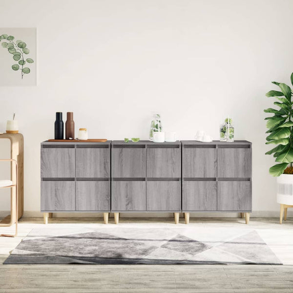 Grauer Beistellschrank Ortvin 60x35x70cm (3 St., Holz)