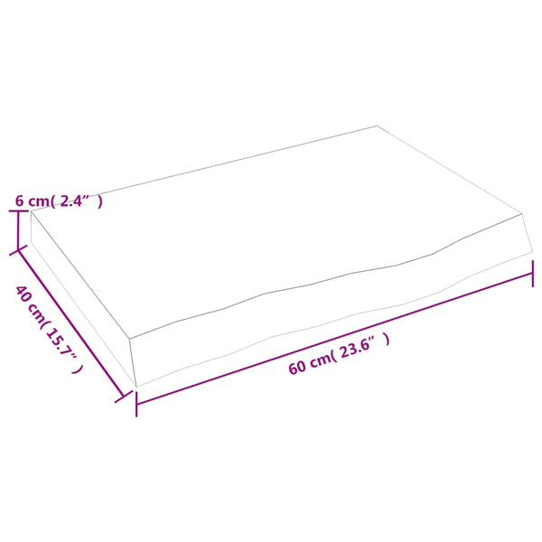 Unbehandelte Tischplatte Tatjana 60x40x(2-6)cm (Massivholz Eiche)